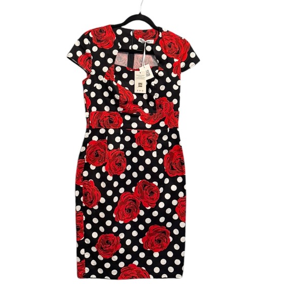 Grace Karin Dresses & Skirts - NWT Grace Karin Red Rose Polka Dot Pencil Dress Black Rockabilly Pinup Small